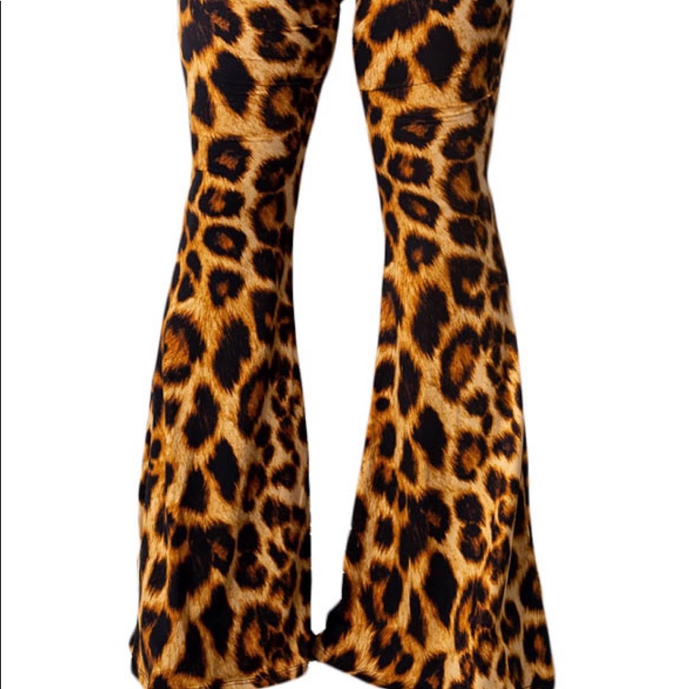 leopard bell bottom-pants